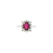 1.02ct Oval Ruby &amp; 0.37ct Natural Diamond Cluster in Platinum image