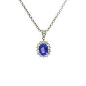 T2.21ct D0.61ct Oval Tanzanite And Natural Diamond Cluster Pendant Set In Platinum image
