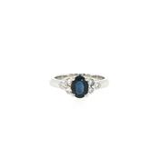 Vintage Sapphire and Natural Diamond Dress Ring in 18ct White Gold image
