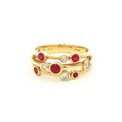 0.47ct Ruby &amp; 0.18ct Natural Diamond '' Raindance'' Three Row Dress Ring in 18ct Yellow Gold image
