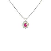 Vintage Oval Ruby And Natural Diamond Pendant Set In Platinum image