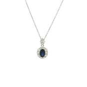 Vintage Oval 1.50ct Sapphire and 0.70ct Natural Diamond Pendant in Platinum image