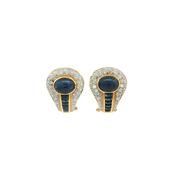 Cabochon Sapphire &amp; Natural Diamond Earrings Set In 18ct Yellow Gold image