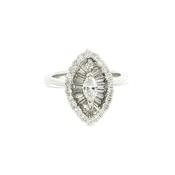Vintage Marquise Natural Diamond Sunburst Cocktail Ring in 18ct White Gold image