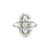 0.45ct Natural Diamond Oval Shape Antique Style Cocktail Ring Set in 18ct White Gold image