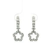 1.06ct Natural Diamond Hoop Earrings With A Diamond Flower Cluster Drop,18ct White Gold image