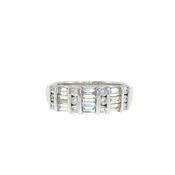 18ct White Gold Baguette and Round Natural Diamond Band Ring image