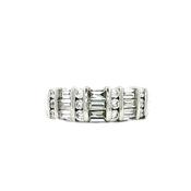 18ct White Gold Baguette and Round Natural Diamond Band Ring image