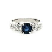 1.07ct Oval Cut Sapphire &amp; 0.36ct Natural Diamond Multi Stone Ring in Platinum