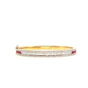 Vintage Baguette cut Ruby &amp; Natural Diamond 18ct Yellow Gold Bangle image