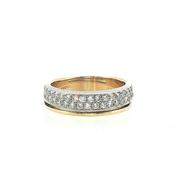 0.60ct Natural Diamond Double Row with Gold Bar Ring 18ct Yellow and White Gold Ring image