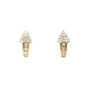 Three Stone Round Cut Natural Diamond &amp; Baguette Hoop Earrings in 18ct Yellow Gold image