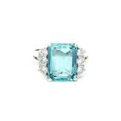 3.90ct Emerald Cut Aquamarine &amp; 0.51ct Natural Diamond Side Stones in 18ct White Gold