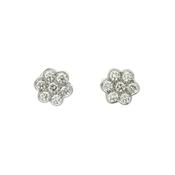 1ct Natural Diamond Vintage Rubover Flower Cluster Earring image