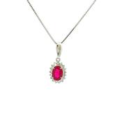 R0.86ct D0.24ct Oval Ruby And Diamond Cluster Pendant Set In Platinum