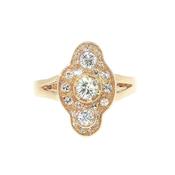 Vintage Natural Diamond Multi-stone Panel Cluster Ring in 18ct Yellow Gold image