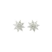 Natural Diamond Vintage Tiffany Floral Cluster Earrings in Platinum image