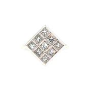 18ct White Gold 9 Stone Princess Cut Natural Diamond Tablet Ring image