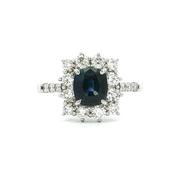 1.05ct Sapphire and Natural Diamond Halo Ring in Platinum image