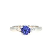 Vintage Tanzanite and Natural Diamond Three-Stone Ring in 18ct White Gold image