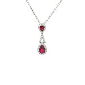 Pigeon Blood Ruby and Natural Diamond Halo Pendant Necklace in 18ct White Gold image