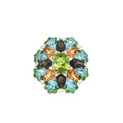 Vintage Multi-Gemstone Peridot Cocktail Ring in 14ct White Gold image