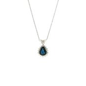 Vintage Natural Sapphire and Diamond Cluster Pear Drop Pendant in Platinum