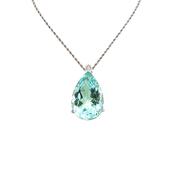 Vintage Natural Pear Shape Aquamarine and Diamond Pendant on chain in 18ct White Gold image