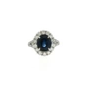 Vintage Oval Sapphire and Diamond Cluster Ring in Platinum image