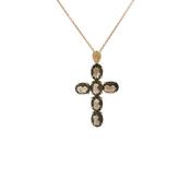 Ladies Smokey Topaz Cross Pendant in 9ct Yellow Gold image