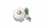 Antique Austrian Jade &amp; Rock Crystal Pearl Flower Brooch image