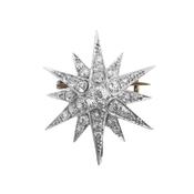 Antique Diamond Star Brooch Set In 18ct White Gold