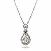 Antique Natural Diamond Pendant in 14ct White Gold