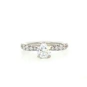 1.03ct E vs1 GIA Certified Round Solitaire With Diamond Shoulders 18ct White Gold Engagement Ring