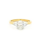 1.01ct Natural Diamond Certified Oval Solitaire Pear with Side Stones Set Engagement Ring image