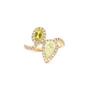 Natural Yellow Diamond &amp; Canary Tourmaline Moi et Toi Ring In 18ct Yellow Gold image