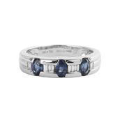 Baguette Diamond and Oval Sapphire Dress Ring