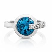Blue Cubic Zirconia Valdo Zeni Dress Ring in Sterling Silver - O