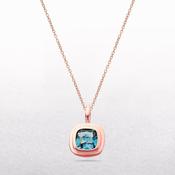 Blue Topaz Rounded Square Pendant in 9ct Rose Gold