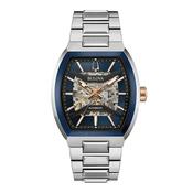Bulova Gents Maquina Tonneau Automatic Blue Skeleton Dial on Stainless Steel Bracelet image