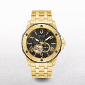 Bulova Gents Marine Star Automatic Watch with Black Dial on Stainless Steel Strap