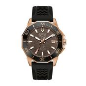 Bulova Gents Marine Star Precisionist Rose Gold Brown Dial on Black Rubber Strap image