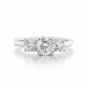 C0.60ct S0.50ct G vs1 Brilliant Cut Natural Diamond Trilogy Ring Set In Platinum image