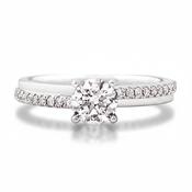 C0.61ct S0.14ct  F vs1 Natural Diamond Solitaire Off Set Diamond Shoulders in 18ct White Gold image