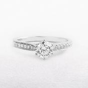 C0.70ct S0.18ct 6 Claw Solitaire Diamond Ring With Diamond Shoulders Set In 18ct White Gold
