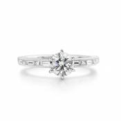 C0.80ct S0.38ct Diamond Solitaire With Baguette &amp; Princess Cut Diamond Shoulders In 18ct White Gold image