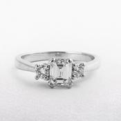 C1.01ct S0.23ct Natural Emerald &amp; Brilliant Cut Diamond Three Stone Ring Set In Platinum