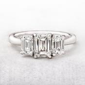 C1.02ct S1.02ct D vs2  Emerald Cut Natural Diamond Three Stone Ring Set In 18ct White Gold image