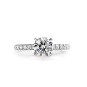 C1.20ct S0.35ct F si1 Natural Diamond Solitaire Ring with Diamond Shoulders Set In 18ct White Gold image