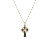 Connemara Marble Celtic Cross &amp; Chain In 10ct Yellow Gold image